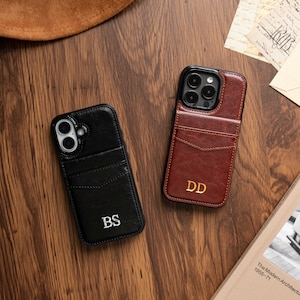 Personalisierte Handyhülle mit 6 Kartenfächern, iPhone Hülle für iPhone 16 Pro, 15 14 Pro, 13 12 11, iPhone 12 Mini Hülle, iPhone Hülle Geschenk für Mama