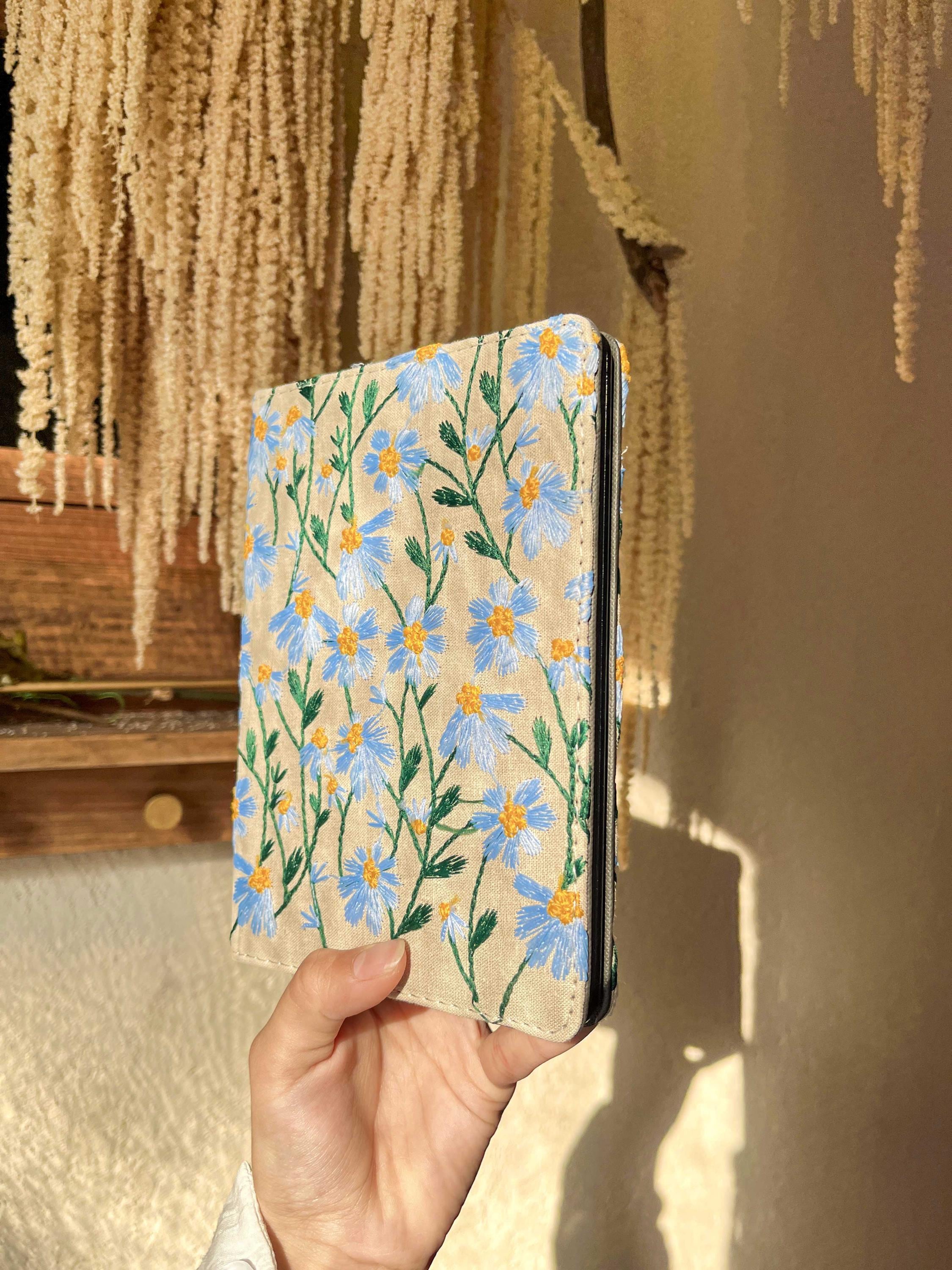 Handmade Embroidered Blue Flower | Kindle 12th Gen 2024 Case | Kindle Paperwhite 11th 6.8&quot; 2021 Cover | Case | Exquisite Case Gifts For Mom