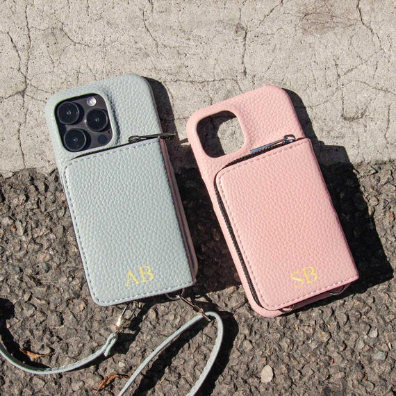 Personalized Wallet Phone Case with strap For iPhone 17 Pro Max Case, 16 15 14 Pro, 13 12 11, Mini Case, Initials iPhone Case Gifts For Mom