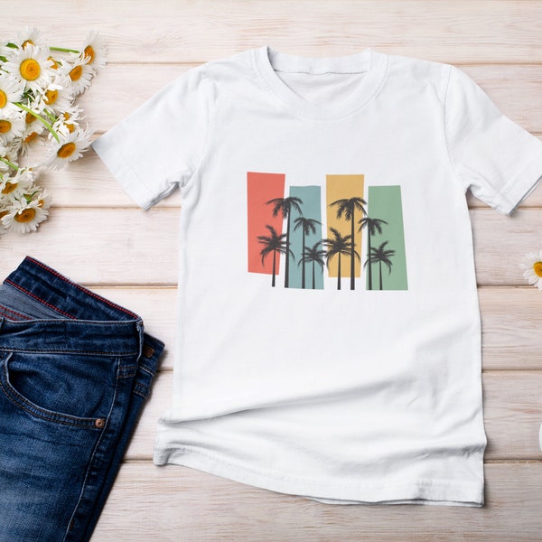 Palm Tree Retro T-Shirt | Unisex | Tropical Beach Palm Tree Shirt | Summer Tee | Gifts for her | Gifts for him | Summer T Shirt | Retro Tee