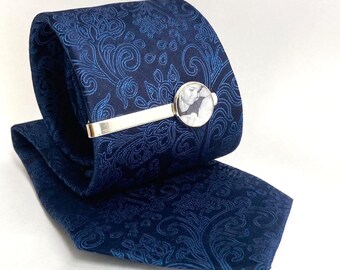 Pasador de corbata Legacy personalizado con foto, joya para hombre, pasador de corbata a medida, regalo conmemorativo en plata de ley, accesorio para padrinos de boda