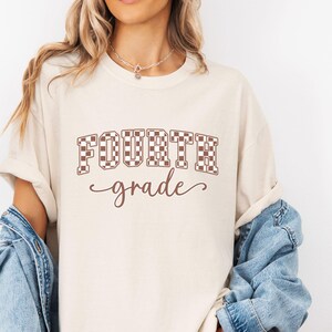 Fourth Grade Teacher Comfort Colors Shirt,retro 4th Grade vibes TShirt,Fourth Grade  checkered Teacher Gift,Elementary School Teacher Tee