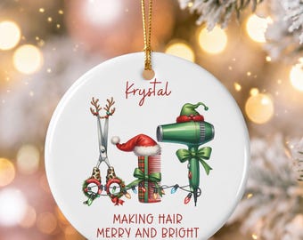 Custom Hairdresser ornament, personalized hair stylist ornament, custom christmas gift for hairdresser hair stylist, hair salon team gift