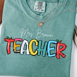 Custom Teacher Shirt,Personalized checkered Teacher Name Tee,Teacher Appreciation Gift,Teacher Team Shirts,Back to School comfort colors tee