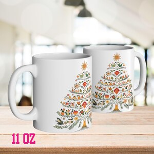 Scandinavian folk Art christmas mug,Danish Norwegian Christmas mug,nordic folk art mug,cottagecore botonical mug,Danish Hygge,sweadish mug