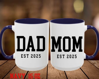 Custom Mom Dad mug,Personalized dad mom mug,Mom and Dad Mug Set,First time Gift for New Parents,Pregnancy Baby Shower Christmas mom dad gift