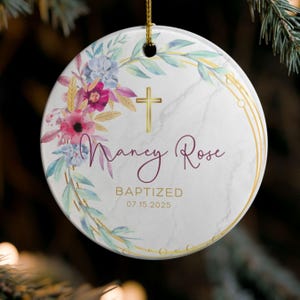 Personalized Baptism Ornament,Christening Cross Catholic Baby Gift,Dedication Keepsake,Custom Religious 1st Communion,Confirmation Ornament