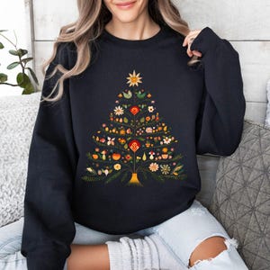 Scandinavian folk Art christmas sweatshirt,Danish Norwegian Christmas Sweater,nordic folk art shirt,cottagecore botonical shirt,Danish Hygge