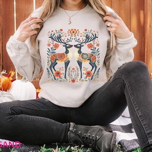 Scandinavian folk Art christmas sweatshirt,Danish Norwegian Christmas Sweater,nordic folk art shirt,cottagecore botonical shirt,Danish Hygge