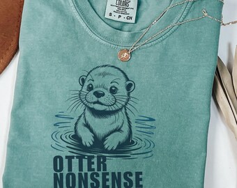 Funny Otter Comfort Colors® shirt,otterly exhausted shirt,Funny Sea Otters Meme Tee,Marine life lovers shirt,weirdcore graphic otter shirt