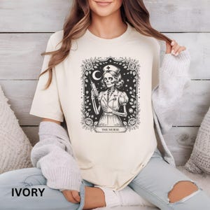 The Nurse Tarot Card Comfort Colors® Shirt,Funny Skeleton Nurse Tshirt,Funny Nursing Student Skeleton Tee,Witchy Nurse Shirt,halloween nurse