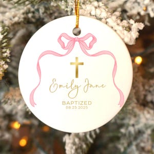 Personalized Baptism Ornament,Christening Cross Catholic Baby Gift,Dedication Keepsake,Custom Religious 1st Communion,Confirmation Ornament