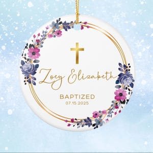 Personalized Baptism Ornament,Christening Cross Catholic Baby Gift,Dedication Keepsake,Custom Religious 1st Communion,Confirmation Ornament