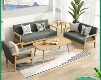 YOTAIL Simple And Comfortable Sofa With Throw Pillow Living Room Solid Wood Small Sofa