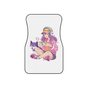 Cute Gamer Car Mats Set, Gamer Girl Car Accessories, Pet Lover Car Floor Mats, Fun Auto Decor, Unique Car Gifts