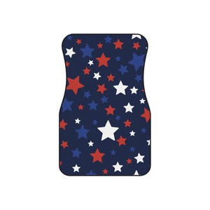 Patriotic Car Mats, Set of 4 Star Pattern Floor Liners, USA Themed Car Accessories, Independence Day Decor, Red White Blue Car Decor