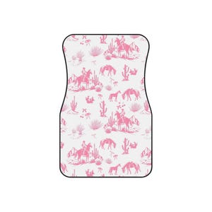 Western Floral Car Mats Set | Horse and Cactus Design | Boho Auto Accessories, Gift for Horse Lovers, Car Decor, Unique Car Gifts
