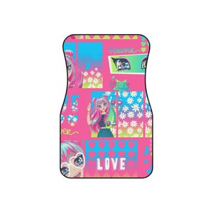 Colorful Cartoon Car Mats Set, Fun Funky Floor Mats for Kids, Unique Vehicle Accessories, Stylish Gift for New Drivers, Auto Decor