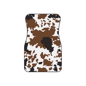 Rustic Cow Print Car Mats - Set of 4, Farmhouse Decor, Auto Accessories, Country Style, Gift for Car Lovers, Vehicle Decoration