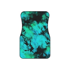 Lot de 4 tapis de voiture Ocean Vibe - Intérieur de voiture personnalisé, tapis de sol inspirés de la mer, motif abstrait bleu vert, cadeau unique pour les amateurs de voiture, voiture