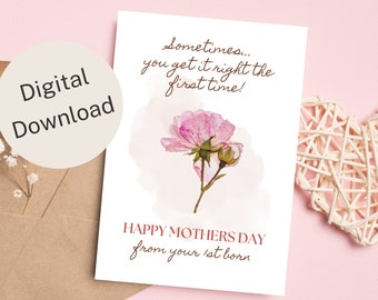 Lustige Muttertagskarte 'Happy Mother's Day Von Your 1st Born' – 21,1x13,5 Cm, Inkl. Umschlag, Platz Für Persönliche Nachricht