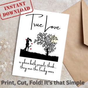 Printable Anniversary Card, Valentines day Card True love, Card for Husband, Card for Wife, boyfriend, girlfriend, Romantic Couples Gift