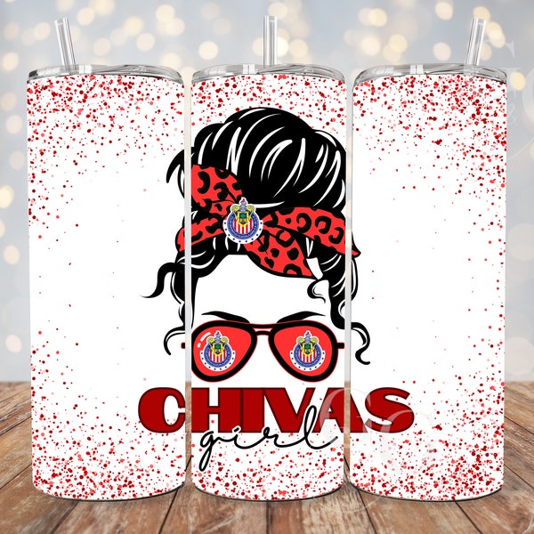 Vaso personalizado del equipo de fútbol Chivas Girl" de 20 oz