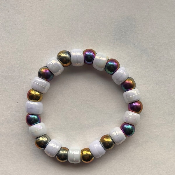 Metallic  rainbow beaded bracelet