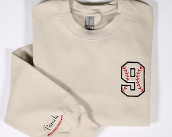 Custom Softball Embroidered Sweatshirt, Embroidery Personalized Game Day Hoodie, Softball Number And Name Outfit, Softball Mom Clothing Gift