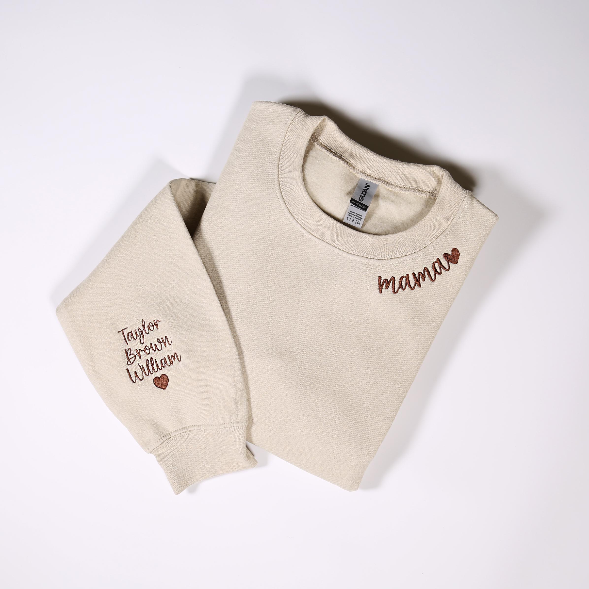 Felpa Con Cappuccio Personalizzata 'Mummia' - Regalo Per Mamma Con Nomi Dei Bambini Sulla Manica - Unisex