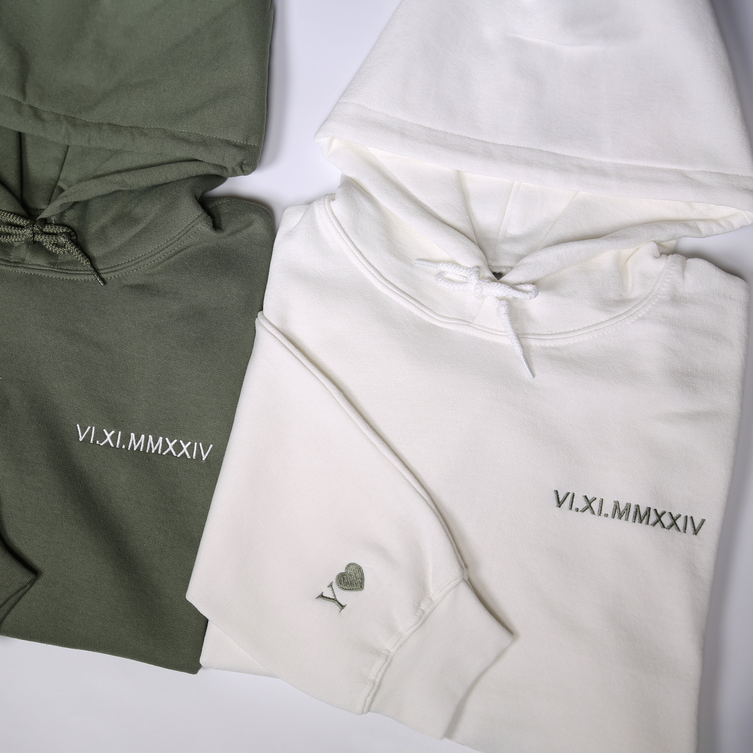 Felpa Con Cappuccio Personalizzata Ricamata Per Coppia: Data Dell - Foto 6