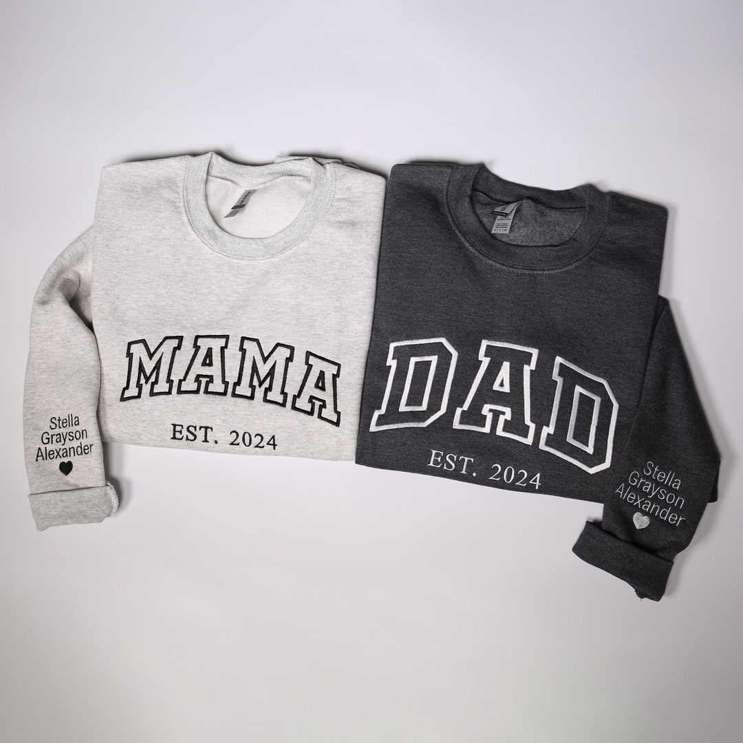 Personalized Mama Dad Embroidered Sweatshirt With Kids Names on Sleeve ...