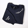 Personalized Embroidered Custom Text Sweatshirt With Custom Text On Sleeve, Cute Mothers Day Gifts, Custom Varsity Outfit, Custom Quote Gift