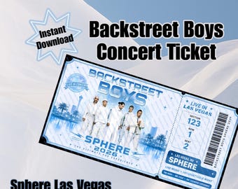 Biglietto per il concerto dei Backstreet Boys allo Sphere di Las Vegas, download immediato del biglietto, souvenir del concerto dei BSB, merchandising.