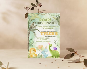 Dinosaur Birthday Invitation Template, Editable Dino Party (Instant Download), 12