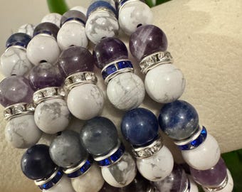 Truth Seeker Bracelet | Clarity & Communication | Sodalite, Amethyst, Howlite Crystal Bracelet