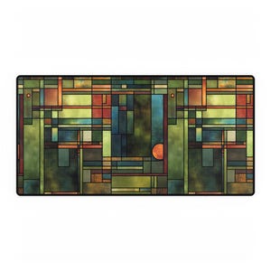Frank Lloyd Wright Inspired Green Desk Mat: Patterned Office Decor