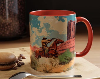 VANDOR AMERICAN FRONTIER Ceramic Mug, Vintage 1992 Cup, Cowboy Riding Horse  and Steer Head Graphics, Rope Shaped Handle, Western Cowboy Mugs - Etsy  Canada