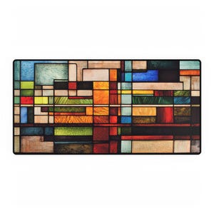Stained Glass Desk Mat: Frank Lloyd Wright Inspired Office Decor