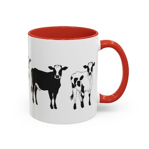 Becher, Schwarzweiss-Kühe, Bauernhauskaffeetasse, Tierliebhaber Geschenk, rustikale Küchendekoration, Kuhdruckbecher