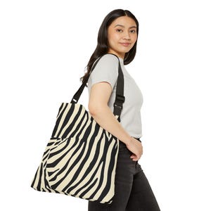 Sac fourre-tout réglable à motif zébré, Sac shopping à imprimé animal, Porte-monnaie élégant, Sac de courses réutilisable, Sac à main personnalisable
