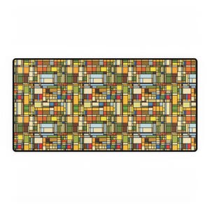 Stained Glass Desk Mat: Frank Lloyd Wright Inspired Geometric Office Decor