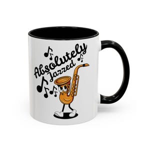 Saxophone Cartoon Coffee Mug, Jazz Musician Gift, Funny Music Lover Cup, Musical Instrument Tea Mug, Sax Player Gift, Band Teacher Present