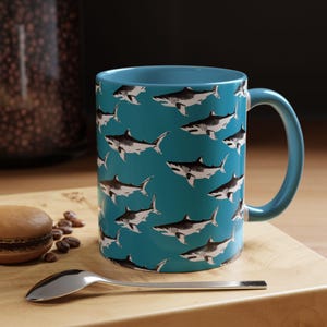 Shark Mug, Sea Creature Tea Cup, Marine Animal Drinkware, Ocean Lover Gift, Unique Shark Design Coffee Mug, Predator Water Cup