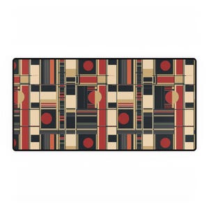 Stained Glass Desk Mat: Frank Lloyd Wright Inspired Geometric Mousepad