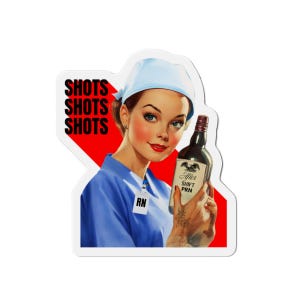 Nursing RN Funny Magnet, Vintage Nurse Illustration for Fridge, Hilarious Die-Cut Fridge Magnet, RN Gift, Nurse Graduation Magnet, Retro