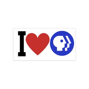 I Love PBS Bumper Sticker - Support Public Broadcasting System, Car Decal, Public Television Fan Gift, PBS Lover Decal, PBS Supporter