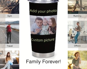 Personalized Stainless Steel Coffee Mug, Custom Pictures 20oz Tumbler, Insulated Cup, Travel Mug With Lid, Birthday Gift, Custom Bottle