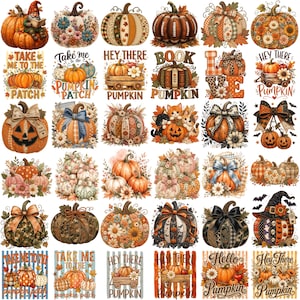 500+ Pumpkin Season PNG Mega Bundle, Retro Fall Patch, Thanksgiving, Halloween Jack-O-Lantern (Digital Download) image 3
