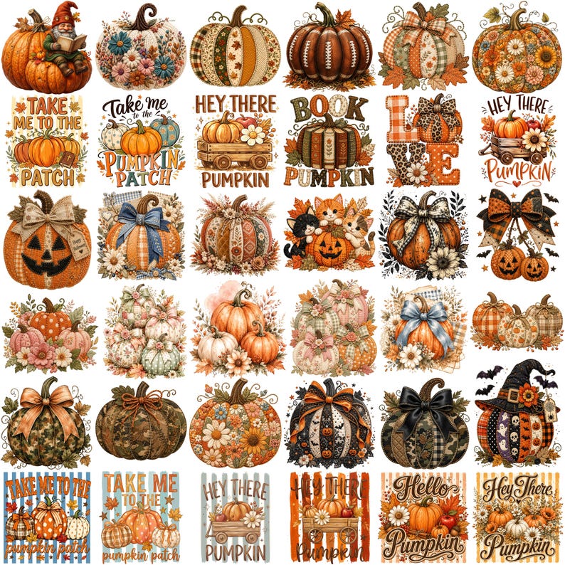 500+ Pumpkin Season PNG Mega Bundle, Retro Fall Patch, Thanksgiving, Halloween Jack-O-Lantern (Digital Download) image 3